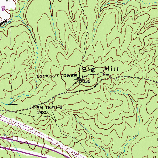 Topographic Map of Big Hill, TN