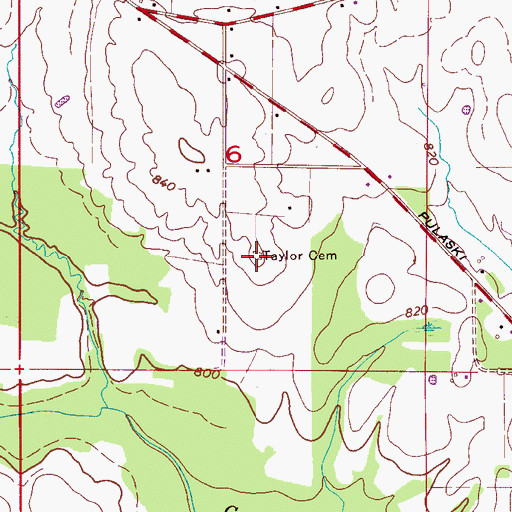 Topographic Map of Taylor Cemetery, AL