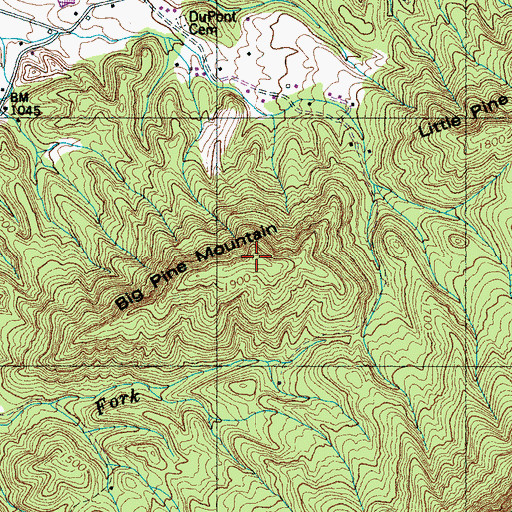 Topographic Map of Big Pine Mountain, TN