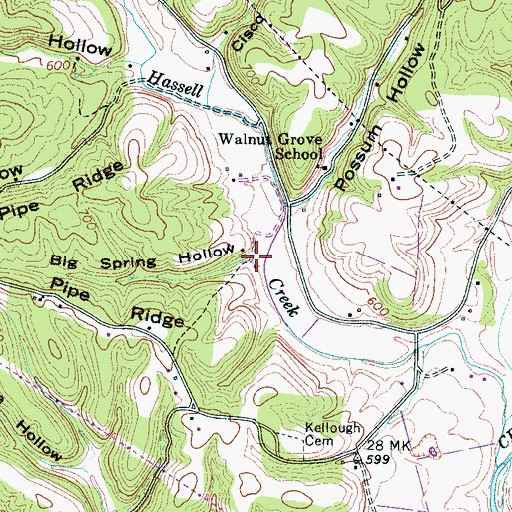 Topographic Map of Big Spring Hollow, TN