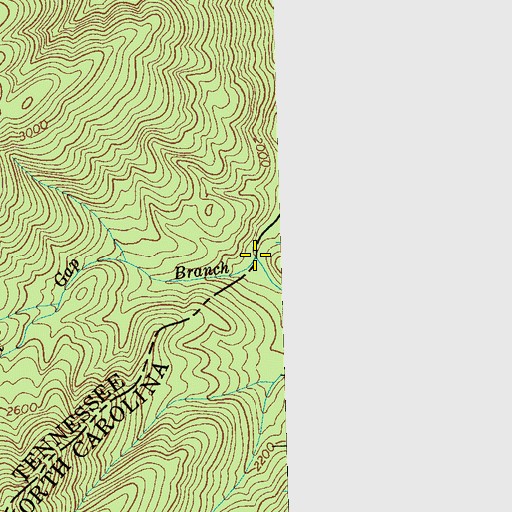 Topographic Map of Big Stack Gap Branch, TN