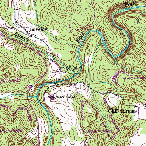 Topographic Map of Bill Branch, TN