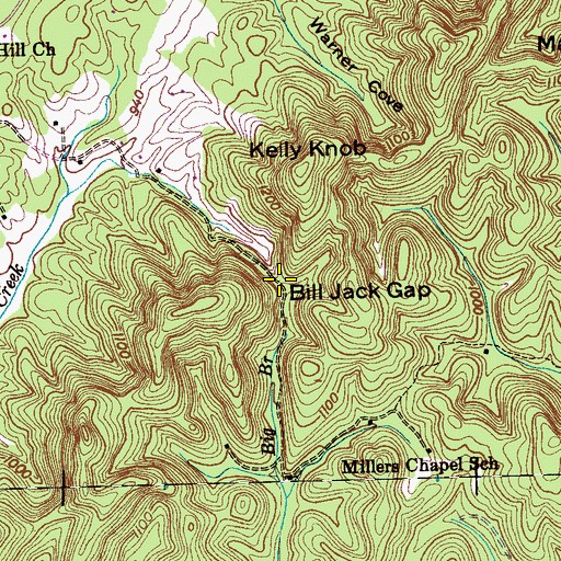 Topographic Map of Bill Jack Gap, TN