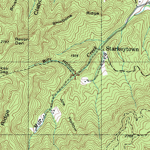 Topographic Map of Billy Hollow, TN