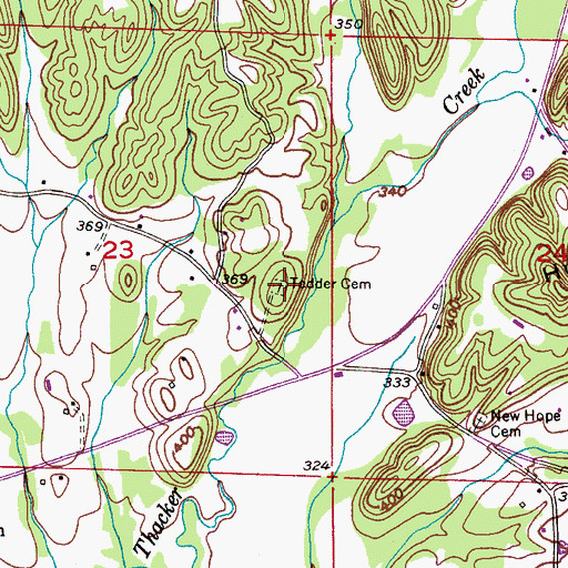 Topographic Map of Tedder Cemetery, AL
