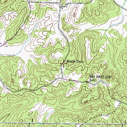 Topographic Map of Black Cemetery, TN