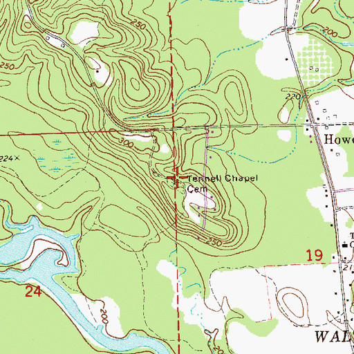 Topographic Map of Tennell Chapel Cemetery, AL