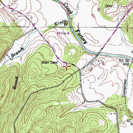 Topographic Map of Blair Cemetery, TN