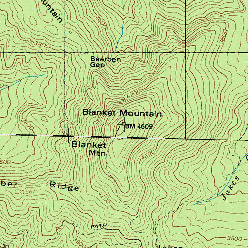 Topographic Map of Blanket Mountain, TN