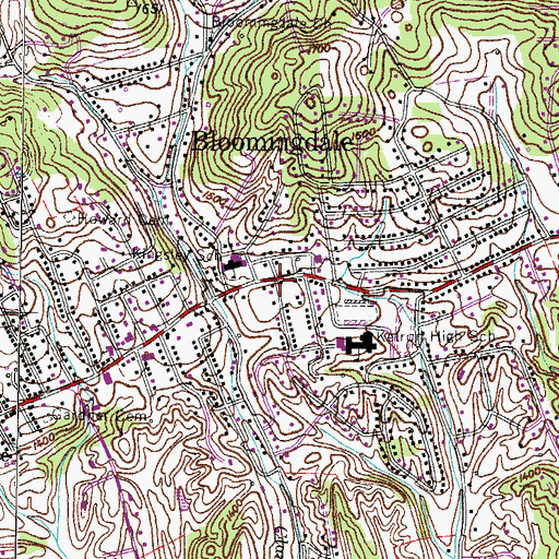 Topographic Map of Bloomingdale, TN