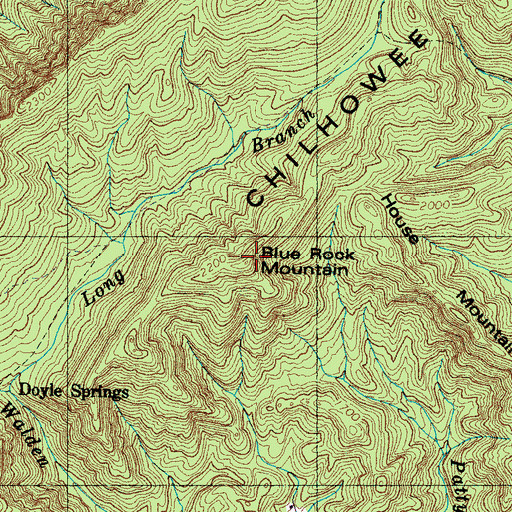 Topographic Map of Blue Rock Mountain, TN