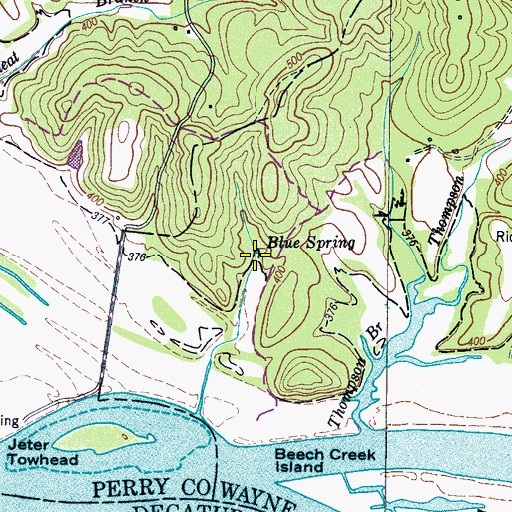 Topographic Map of Blue Spring, TN