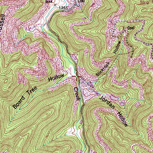 Topographic Map of Board Tree Hollow, TN