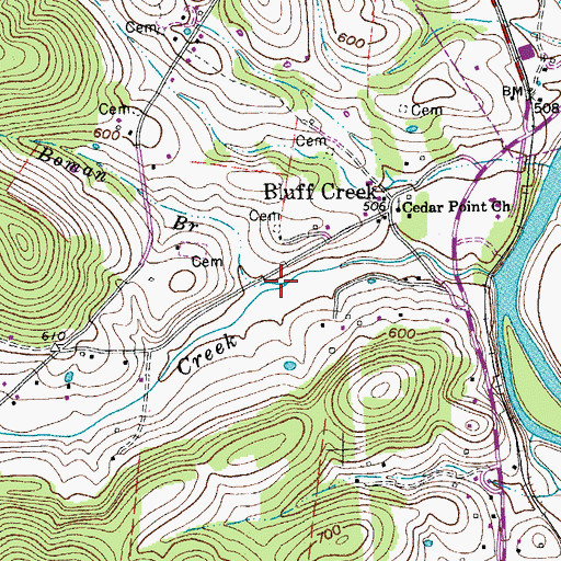 Topographic Map of Boman Branch, TN