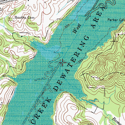 Topographic Map of Bomar Branch, TN