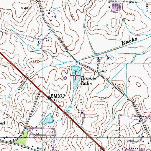 Topographic Map of Bomer Lake, TN