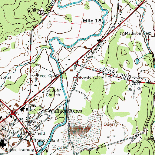 Topographic Map of Bowden Cemetery, TN