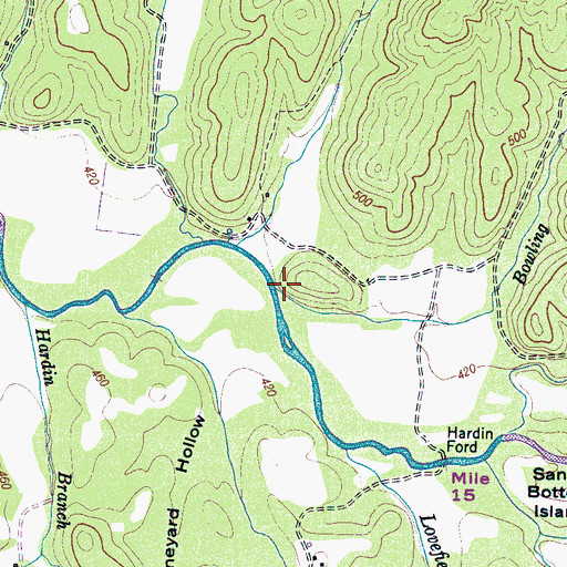 Topographic Map of Bowling Branch, TN