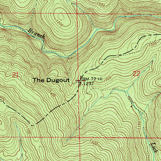 Topographic Map of The Dugout, AL