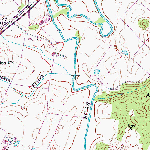 Topographic Map of Bracken Branch, TN