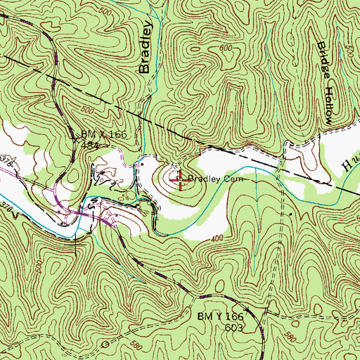 Topographic Map of Bradley Cemetery, TN