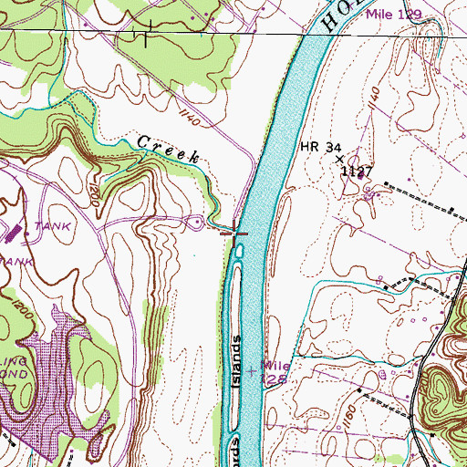 Topographic Map of Bradley Creek, TN