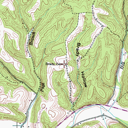 Topographic Map of Brady Cemetery, TN