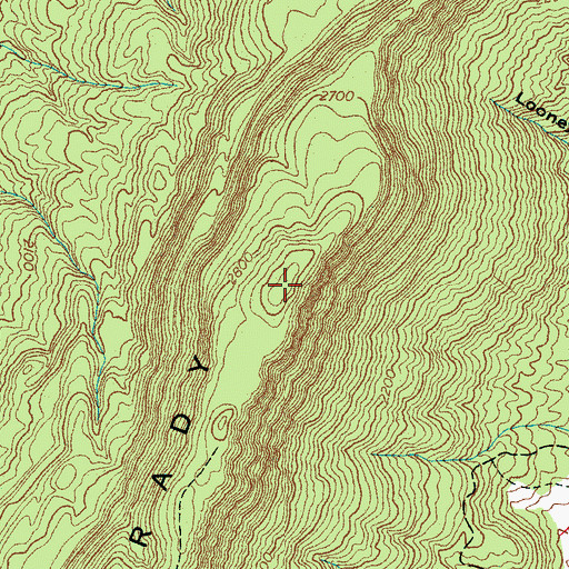 Topographic Map of Brady Mountain, TN