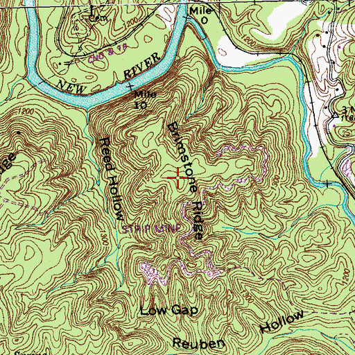 Topographic Map of Brimstone Ridge, TN