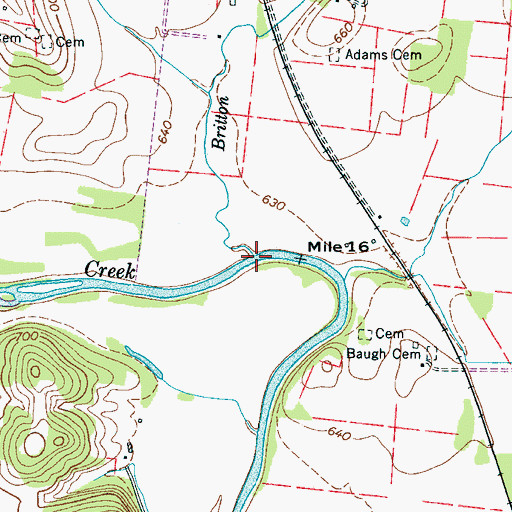 Topographic Map of Britton Branch, TN