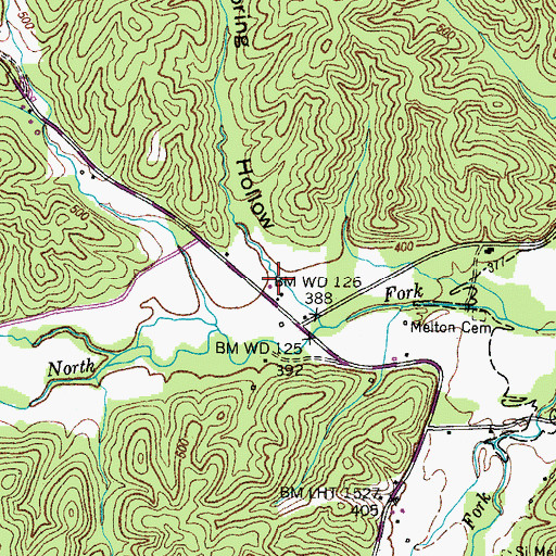 Topographic Map of Britts Spring Hollow, TN