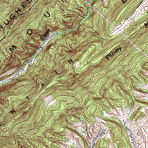 Topographic Map of Brokenback Mountain, TN