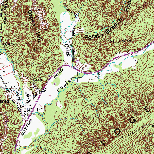 Topographic Map of Brown Creek, TN