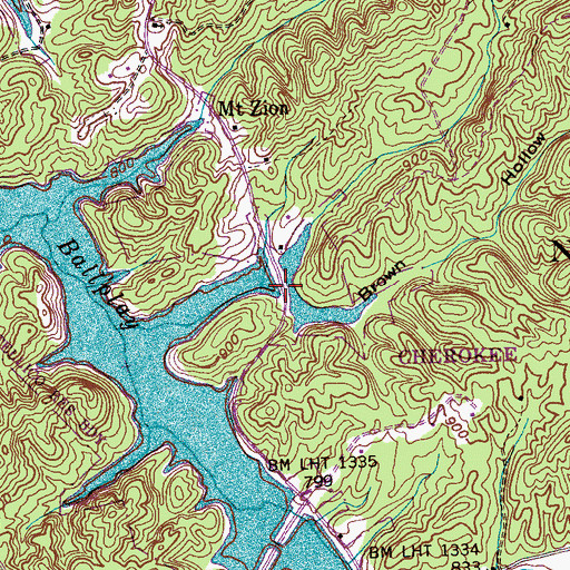 Topographic Map of Brown Hollow, TN