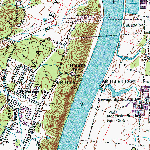 Topographic Map of Browns Ferry, TN