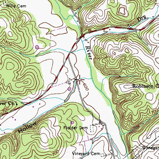 Topographic Map of Bruce Hollow, TN