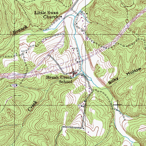 Topographic Map of Brush Creek School, TN