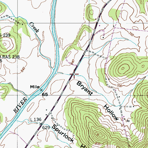 Topographic Map of Bryant Hollow, TN