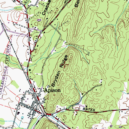 Topographic Map of Bryden Ridge, TN