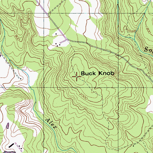 Topographic Map of Buck Knob, TN