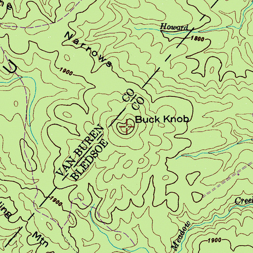 Topographic Map of Buck Knob, TN