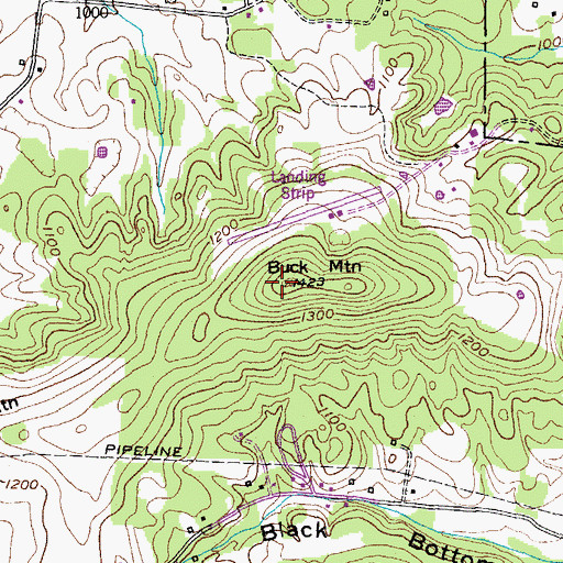 Topographic Map of Buck Mountain, TN