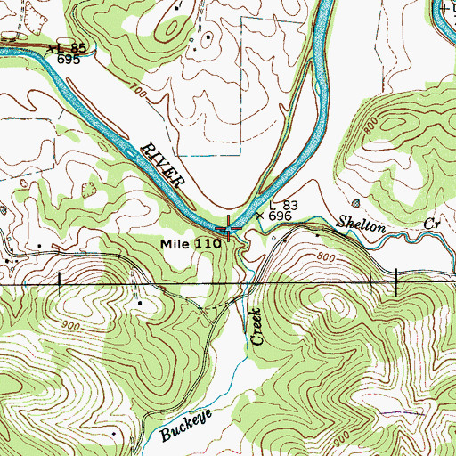 Topographic Map of Buckeye Creek, TN