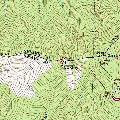 Topographic Map of Mount Buckley, NC