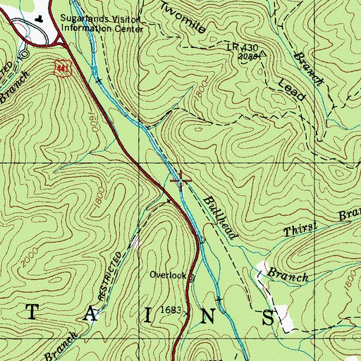 Topographic Map of Bullhead Branch, TN
