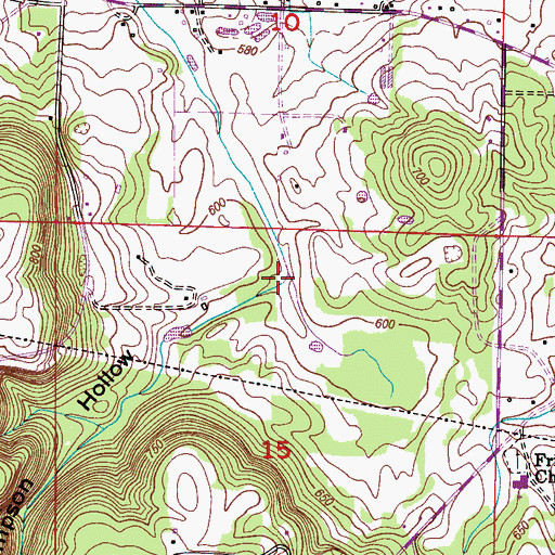 Topographic Map of Thompson Hollow, AL