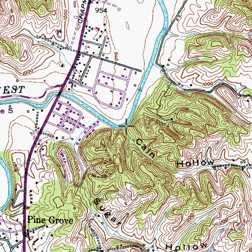 Topographic Map of Cain Hollow, TN