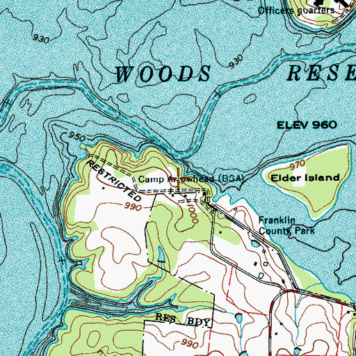 Topographic Map of Camp Arrowhead, TN