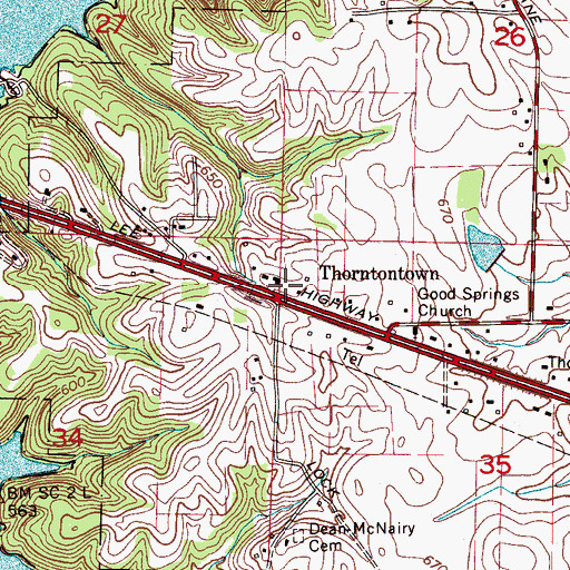 Topographic Map of Thorntontown, AL