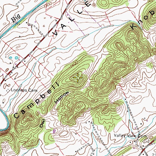 Topographic Map of Campbell Knobs, TN